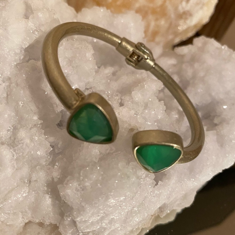 Vintage Lucky Brand Gold Bracelet with Green Accents